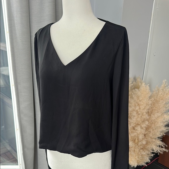 Aritzia Black V-Neck Blouse - Picture 2 of 6